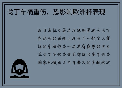 戈丁车祸重伤，恐影响欧洲杯表现