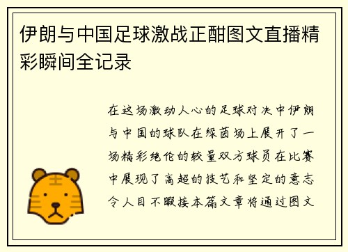 伊朗与中国足球激战正酣图文直播精彩瞬间全记录